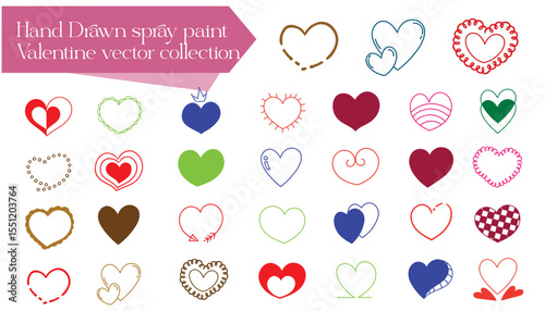 hand drawn spray paint valentines vector collection set