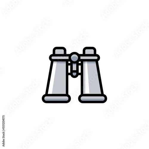 Binoculars icon view sees object discovery in white background image