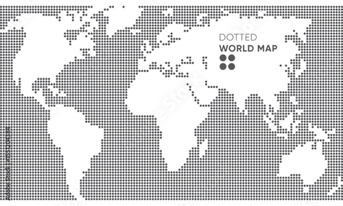 Dotted world map. Gray vector illustration. World map isolated on white background. Suitable for backgrounds, logistics, reports, travel and infographics. Vector illustration