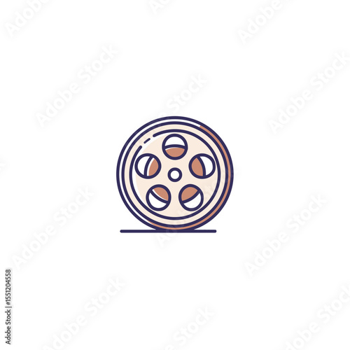 Film reel icon depicts movies sitting isolated simplicity cinematic detail media entertainment