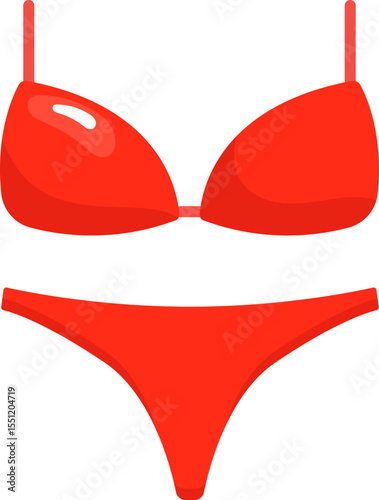 Red Bikini Swimsuit Illustration Summer Fashion Design