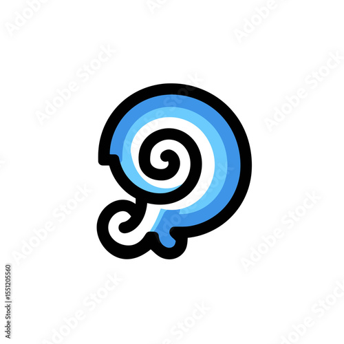 Stylized wave circulates forming graphic icon isolated