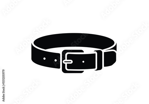 Leather belt icon vector in black color with white background.