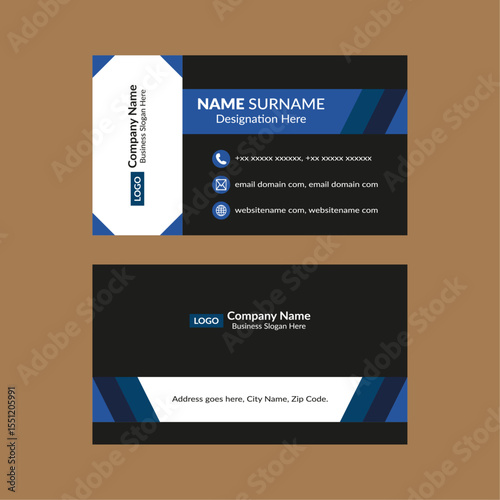Modern Business Card Template. Classic Layout Display for Promotional Campaign.