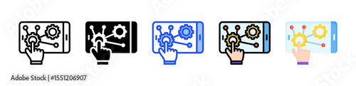 Digital Interaction Icon Collection With Multiple Styles