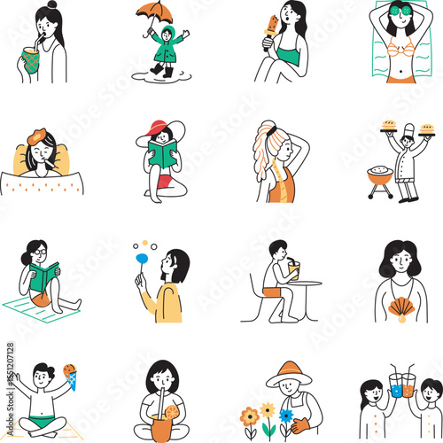 Pack of Holiday Fun Doodle Style Illustrations 
