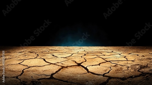 Cracked Earth: Arid Landscape Under Dark Sky