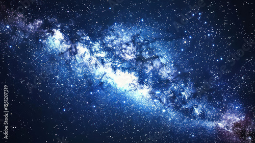 Majestic Spiral Galaxy with Bright Stars and Cosmic Dust in Deep Space Background