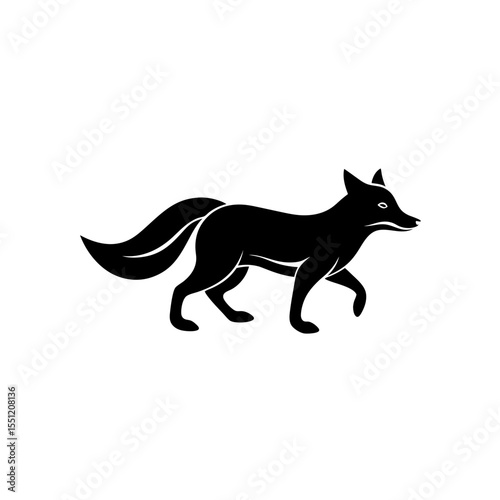 running arctic fox silhouette vector illustration  