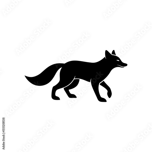 running arctic fox silhouette vector illustration .svg