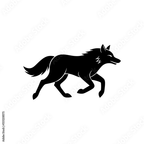 running arctic wolf silhouette vector illustration 
