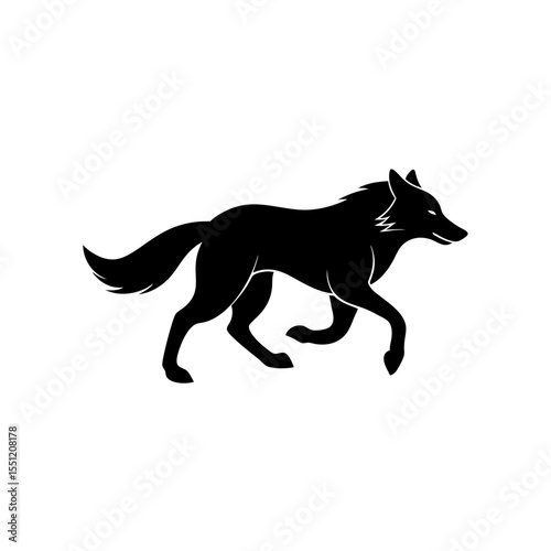 running arctic wolf silhouette vector illustration.svg