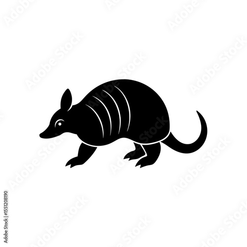 running armored armadillo silhouette vector 