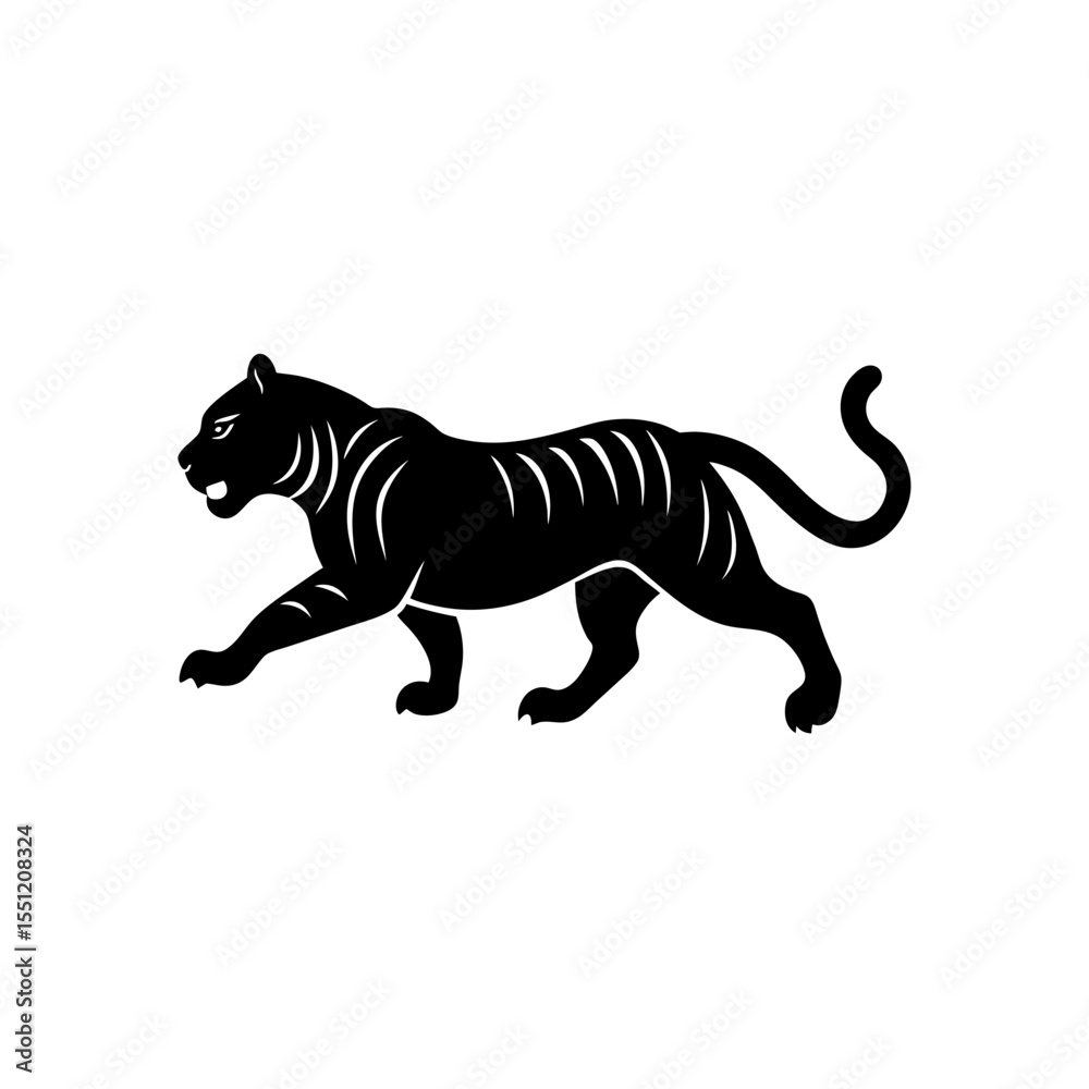 Obraz premium running bengal tiger silhouette vector illustration.svg