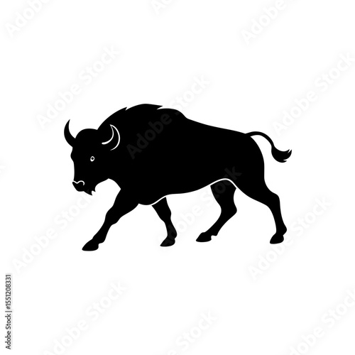 running bison silhouette vector illustration 