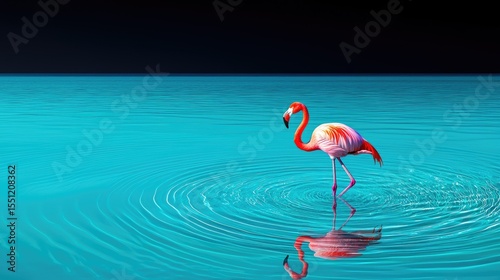 Serene Flamingo in Azure Waters