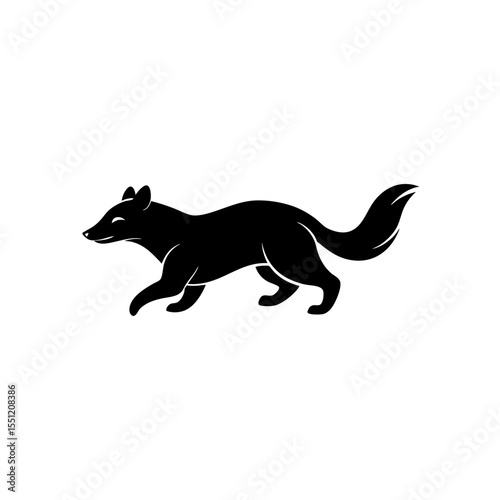 running bush dog silhouette vector illustration 