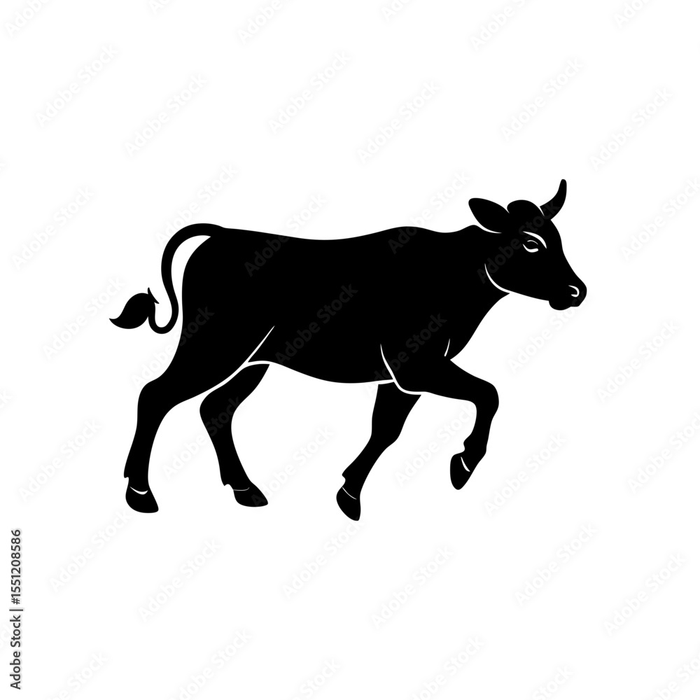 running cow silhouette vector illustration running cow silhouette vector illustration