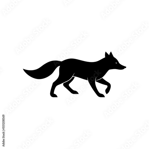 running corsac fox silhouette vector illustration 