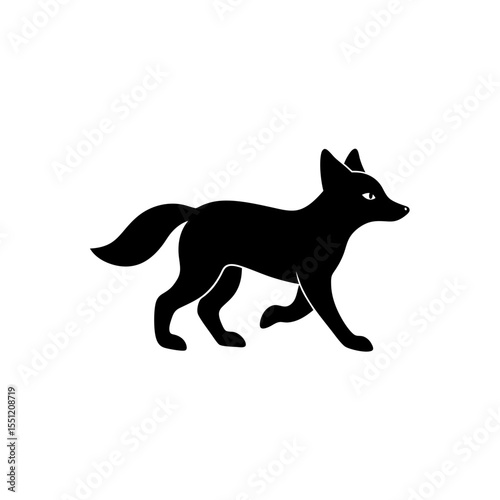 running dhole pup silhouette vector illustration 