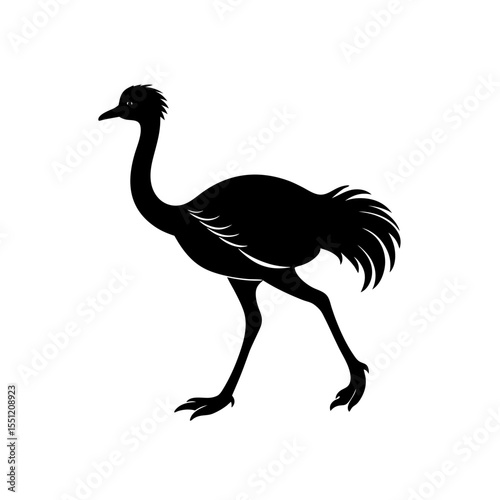 running emu silhouette vector illustration 