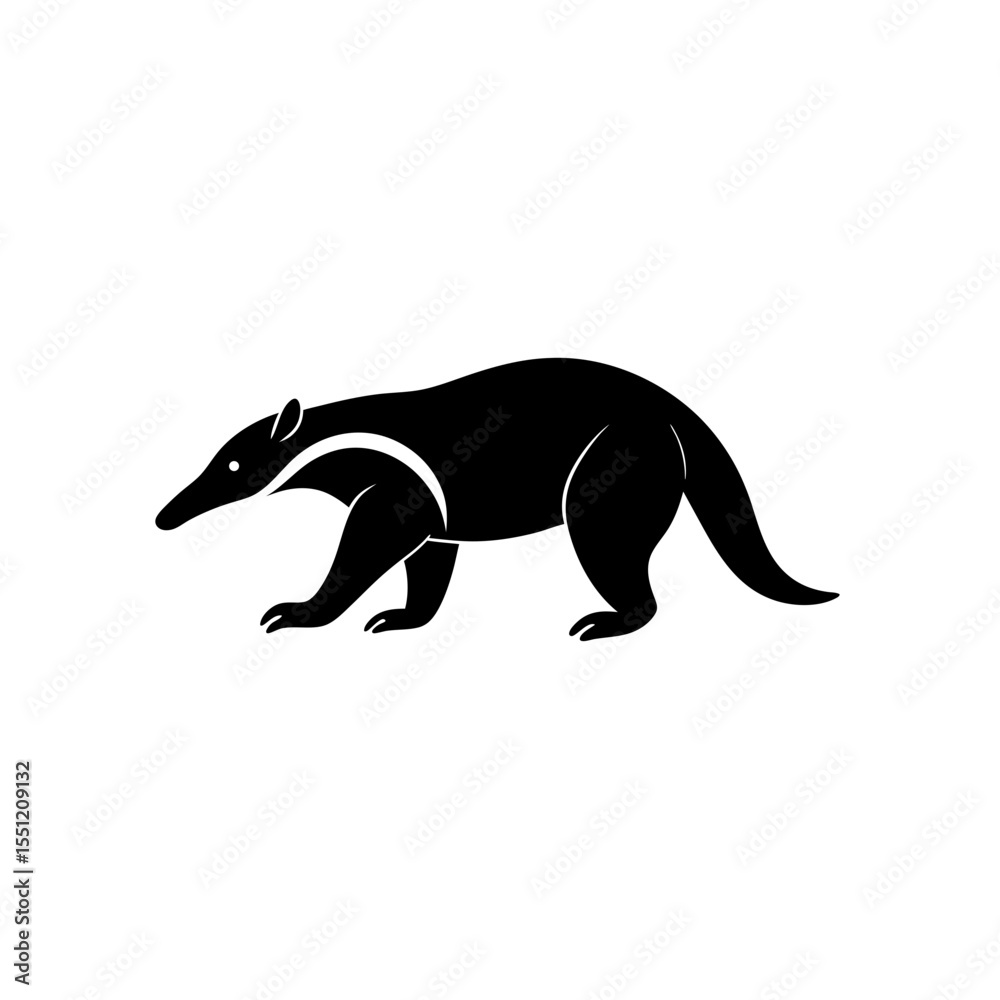 Fototapeta premium running giant anteater silhouette vector 