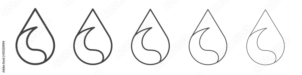 Fire and water icon outline ilustration vector symbol Fire and water icon outline ilustration vector symbol