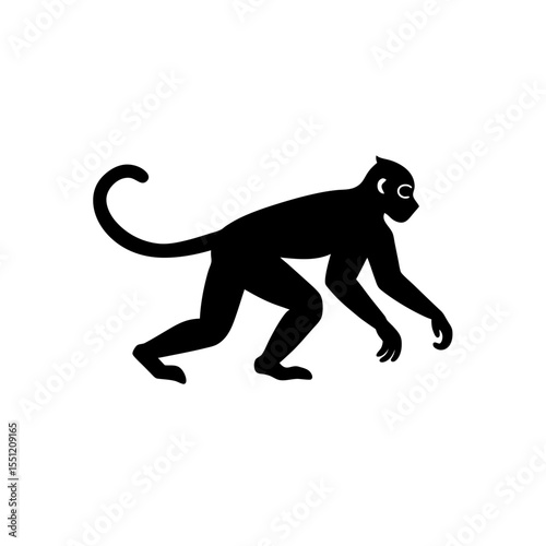 running gibbon silhouette vector illustration 