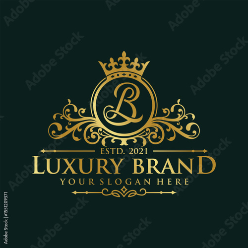 Luxury logo monogram crest template design vector illustration. Royal brand vintage vignette ornaments. Free Vector and Free SVG