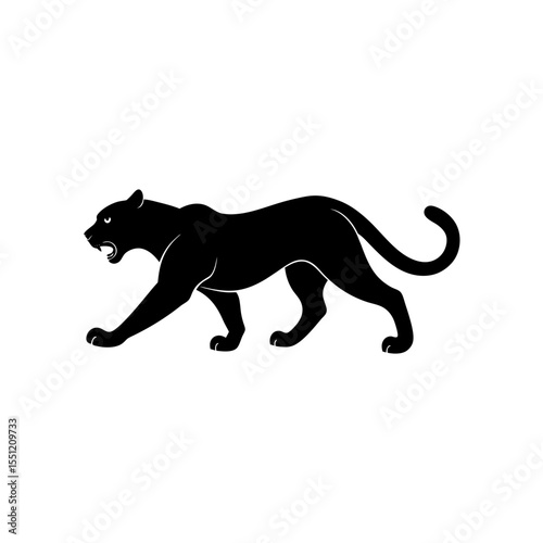 running jungle cat silhouette vector illustration  