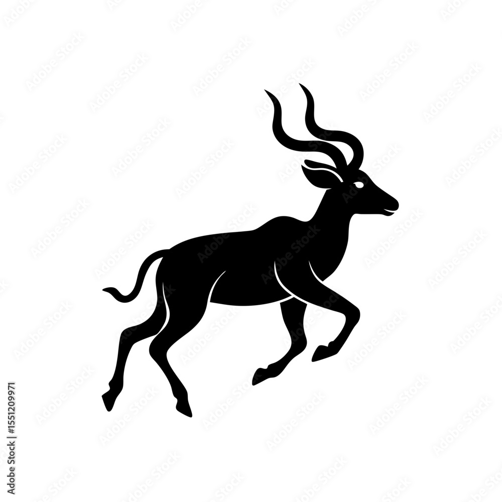 Fototapeta premium running kudu silhouette vector illustration 