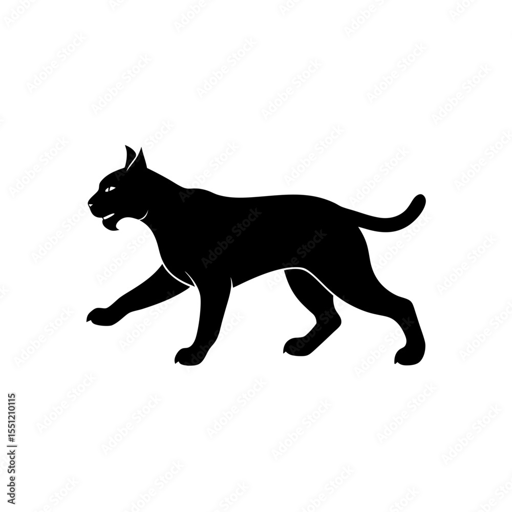 Obraz premium running lynx silhouette vector illustration