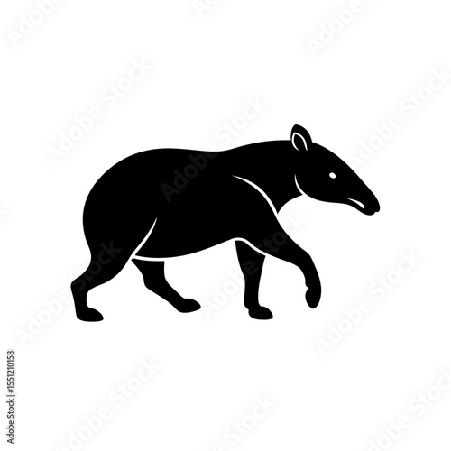 running malayan tapir silhouette vector 