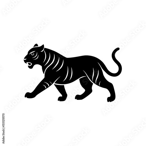 running malayan tiger silhouette vector 