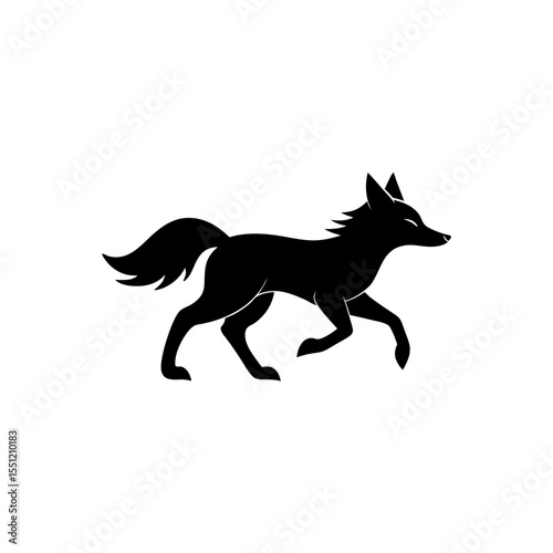 running maned wolf silhouette vector illustration 
