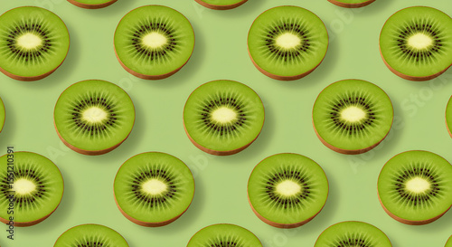 Vibrant Kiwi Pattern: A Fresh Green Background AI Generated Image