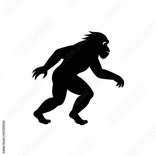 running orangutan silhouette vector illustration