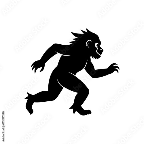 running orangutan silhouette vector illustration 