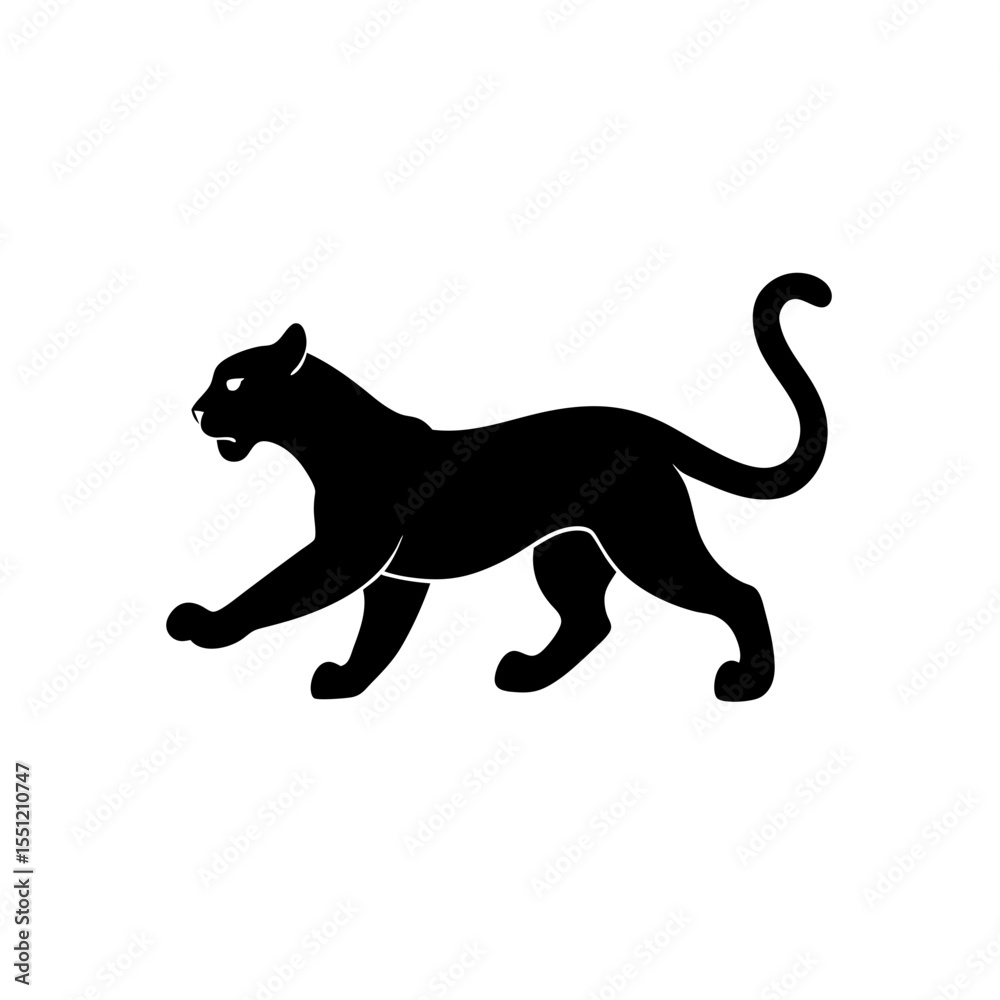 Fototapeta premium running puma cub silhouette vector illustration 