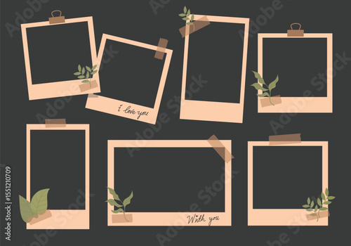Floral Picture Frame Templates with Leafy Decor. with vintage tones, natural elements, and soft pastel decorations. Great for memory keeping, blog graphics, greeting cards, or digital scrapbooks.