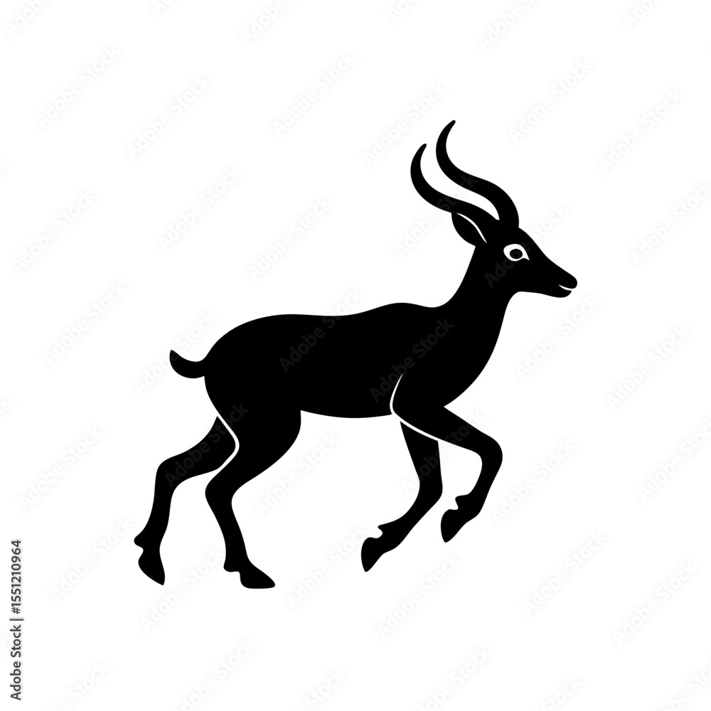Obraz premium running saiga antelope silhouette vector
