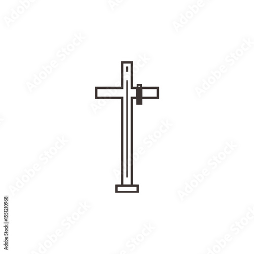 Isolated cross icon symbolizes faith on plain backdrop in modern design