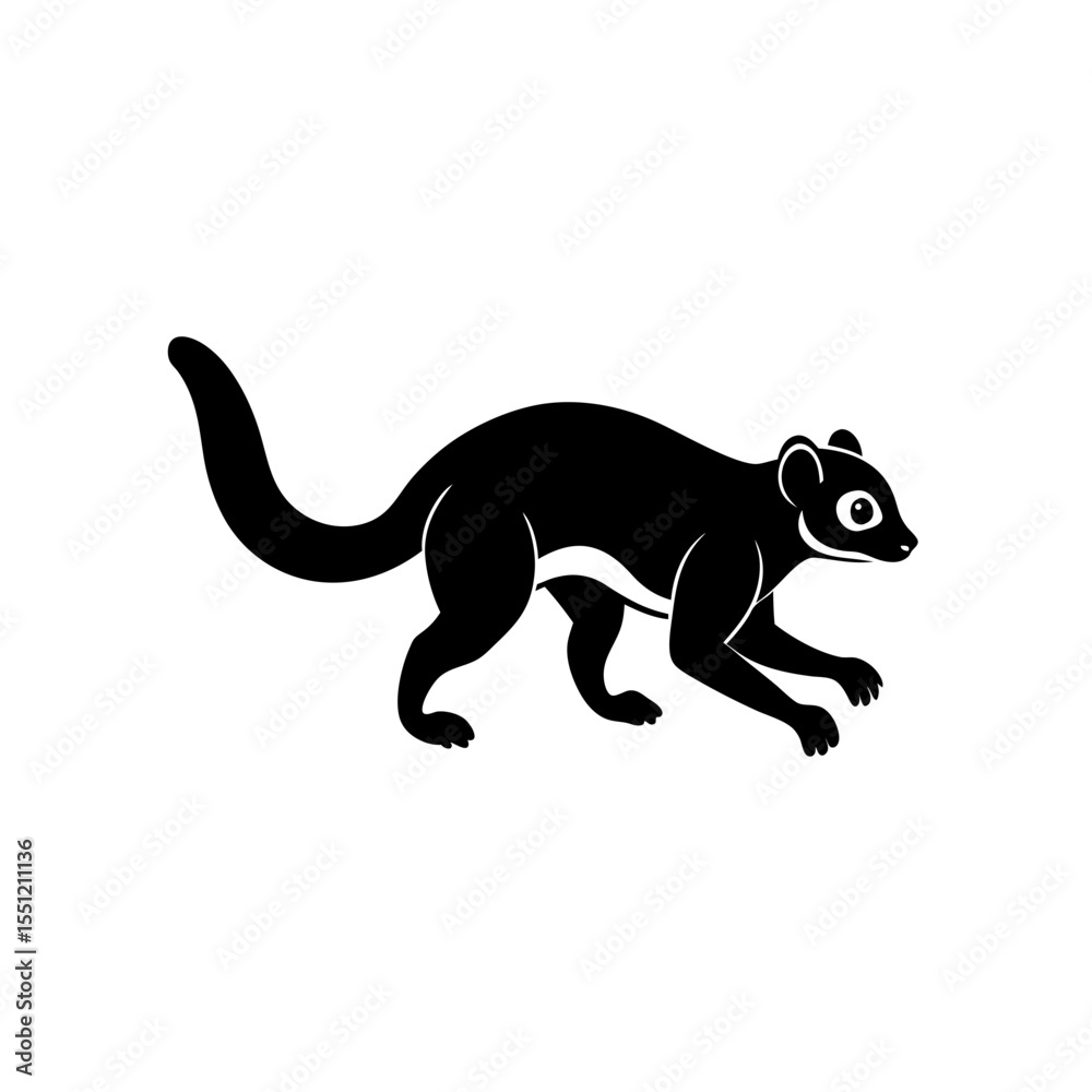 Obraz premium running slow loris silhouette vector illustration 