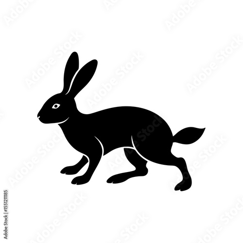 running snowshoe hare silhouette vector 