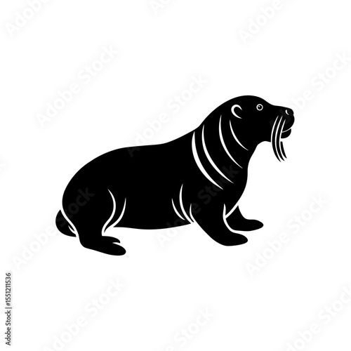 running walrus silhouette vector illustration 