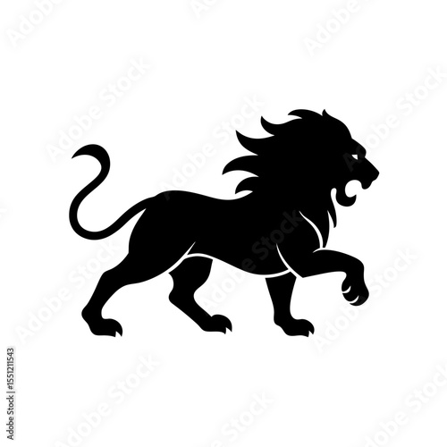running white lion silhouette vector illustration