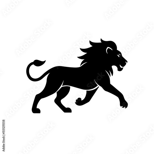 running white lion silhouette vector illustration .svg