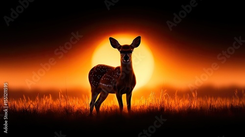 Majestic Deer Silhouette at Sunset