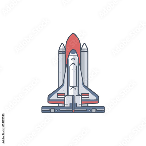 Spacecraft outline launches toward space exploration isolated vector illustration