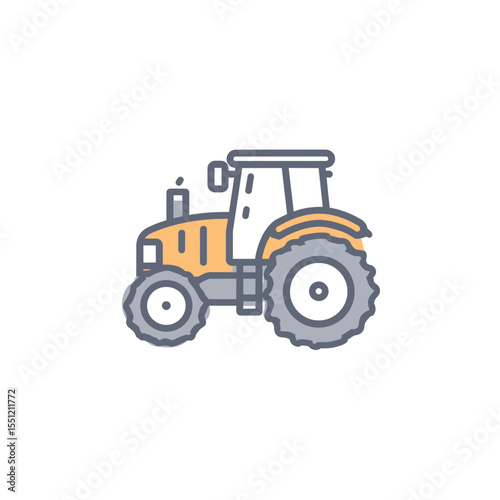 Isolated tractor icon operates farming machinery on white background digitally